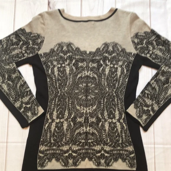 Nic+Zoe Taupe & Black Lace Look Button Front Cardigan Sweater Women’s small EUC - Picture 9 of 14